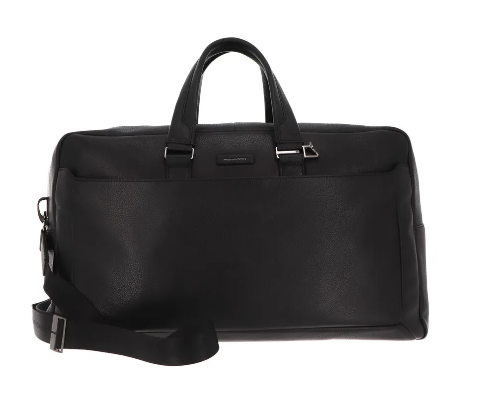 piquadro-borsone-da-viaggio-in-pelle-porta-scarpe-50l-nero-con-vano-calzature image 1