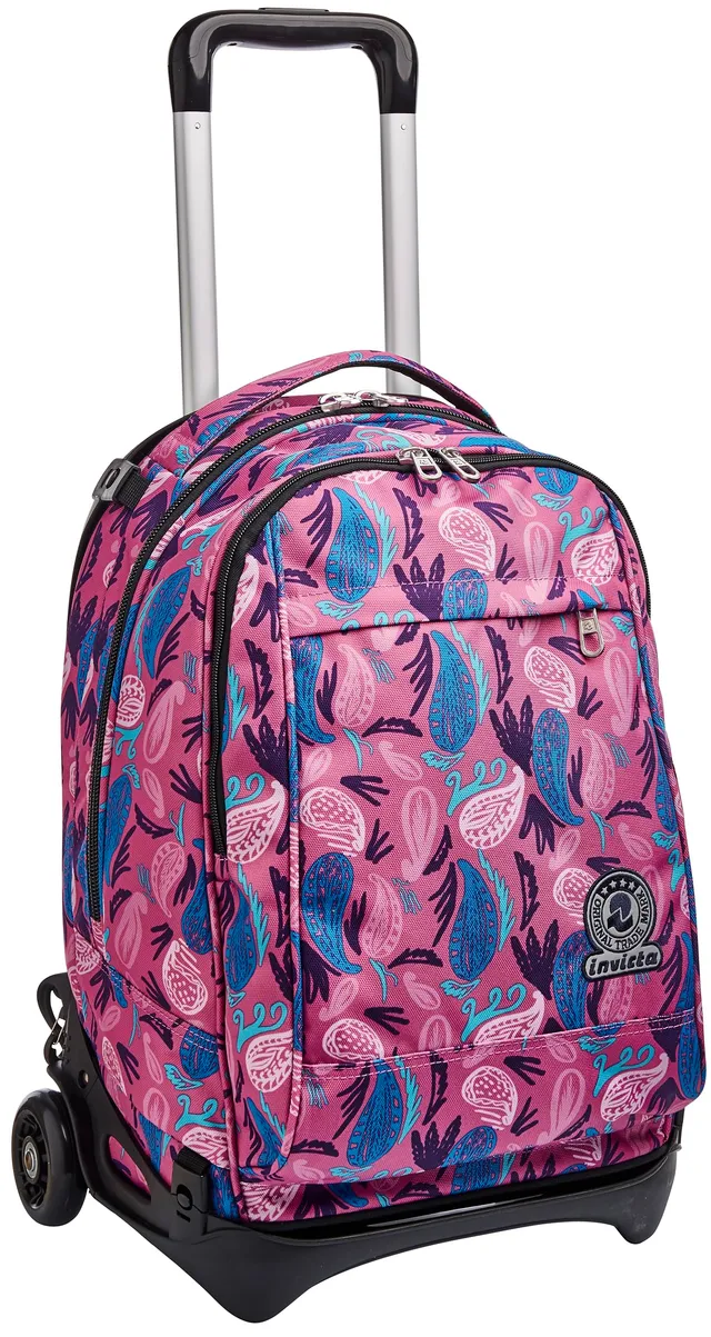 invicta-trolley-scuola-tech-3-in-1-rosa-paisley-zaino-con-carrello-sganciabile-e image 1