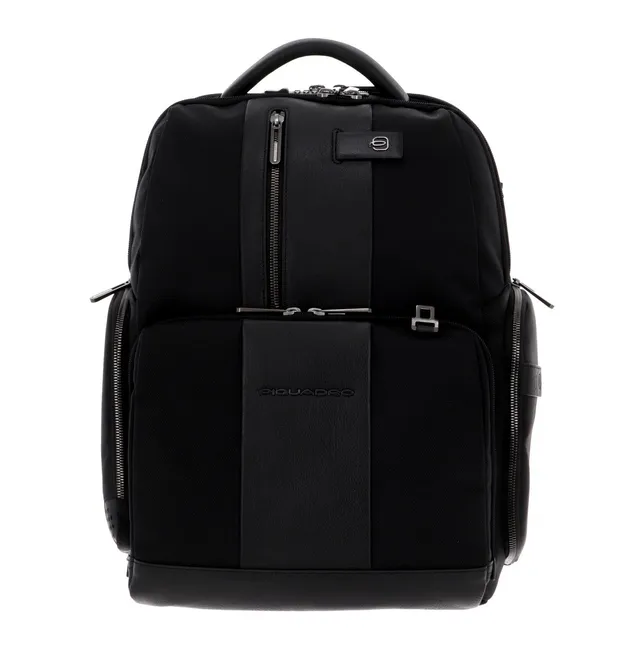 piquadro-fast-check-zaino-porta-pc-15-6-in-pelle-e-tessuto-apertura-a-libro-uomo image 1