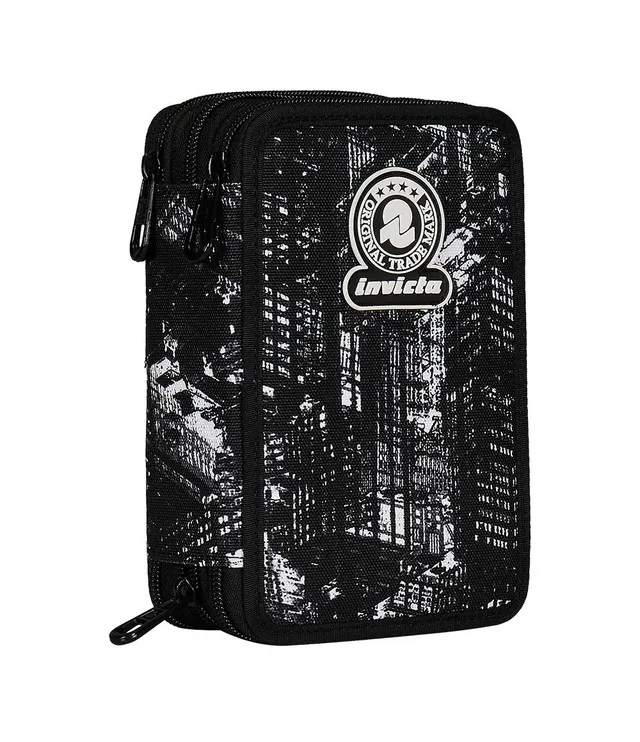 invicta-astuccio-scuola-3-zip-fantasy-nero image 1