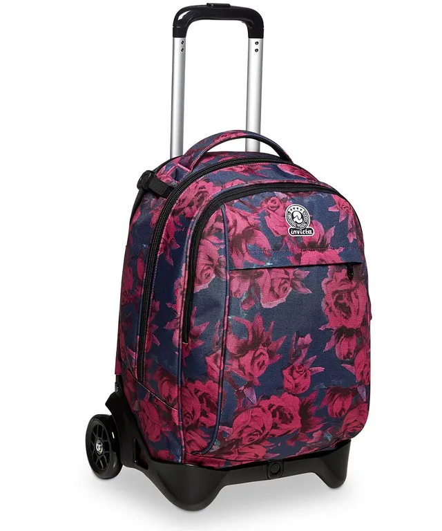 invicta-trolley-new-tech-roses-3-in-1-zaino-con-carrello-sganciabile-per-bambine image 1