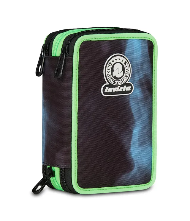 invicta-astuccio-scuola-3-zip-fantasy-blu-portapenne-triplo-scomparto-con-penne- image 1