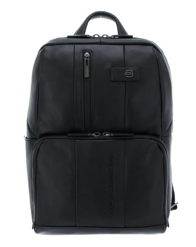 piquadro-zaino-urban-in-pelle-porta-pc-15-6-nero-con-spallacci-imbottiti-vani-or image 1