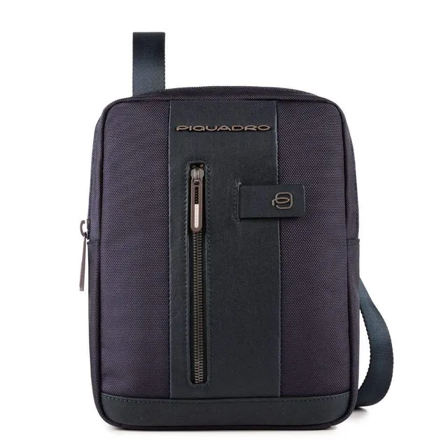 piquadro-borsello-compatto-uomo-in-pelle-e-tessuto-riciclato-porta-ipad-e-airpod image 1