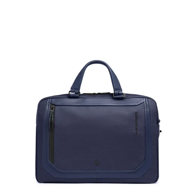 piquadro-borsa-da-lavoro-uomo-per-pc-15-6-in-pelle-e-tessuto-riciclato-con-prote image 1