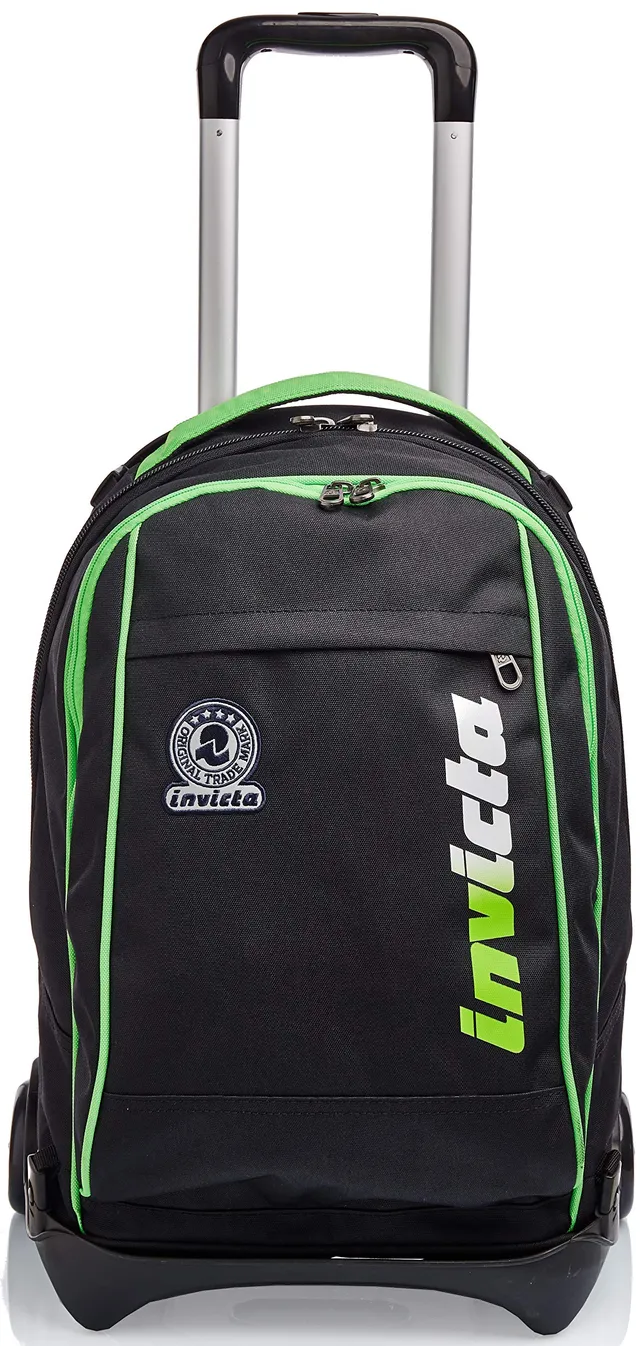 invicta-trolley-scuola-tech-3-in-1-nero-verde-con-zaino-sganciabile-e-crossover- image 1