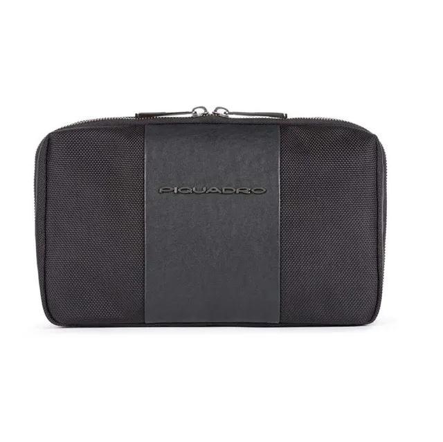 piquadro-astuccio-portacavi-in-tessuto-riciclato-e-pelle-organizer-da-viaggio-un image 1