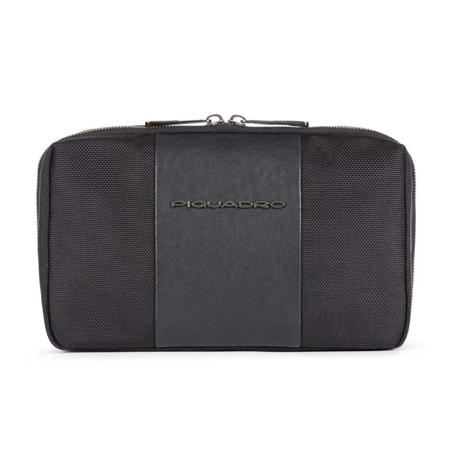 piquadro-astuccio-portacavi-in-tessuto-riciclato-e-pelle-organizer-da-viaggio-un image 1