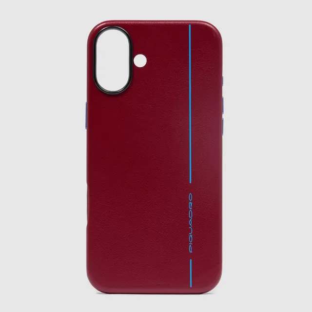 piquadro-custodia-in-pelle-per-iphone-16-pro-6-3-blue-square-rosso image 1
