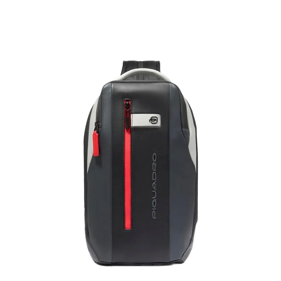 piquadro-zaino-monospalla-in-pelle-per-uomo-con-porta-ipad-tasca-airpods-e-prote image 1
