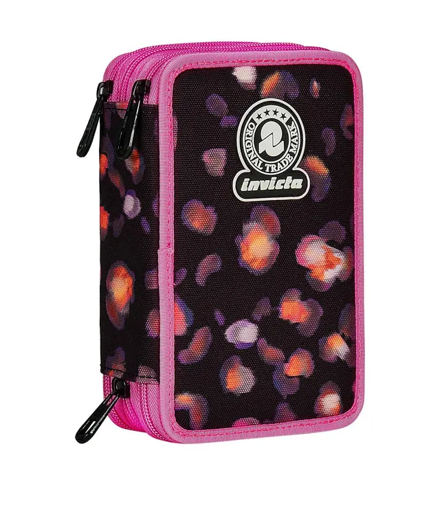 invicta-astuccio-scuola-3-zip-fantasy-rosa-e-nero image 1