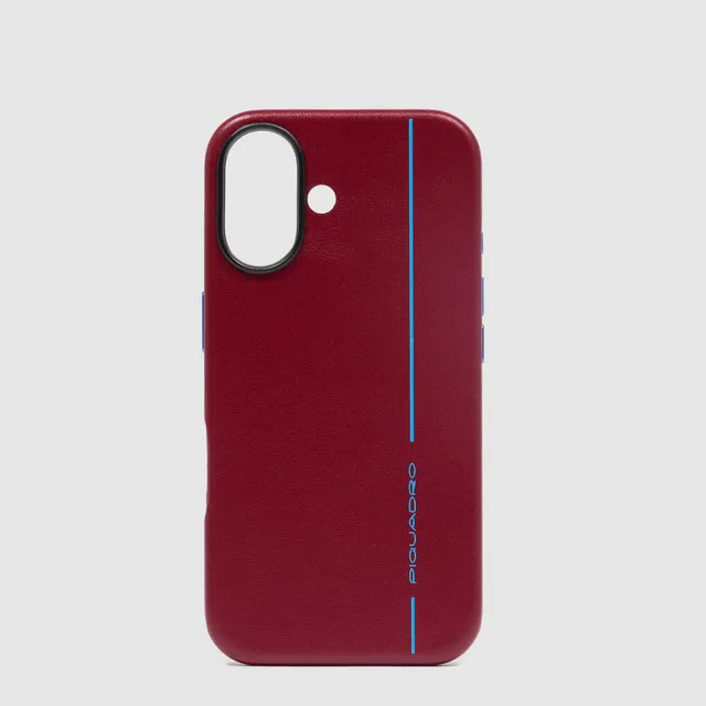 piquadro-custodia-in-pelle-per-iphone-16-6-1-blue-square-rosso image 1