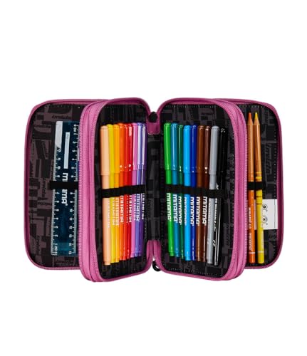 invicta-astuccio-scuola-3-zip-fantasy-rosa-e-nero image 8