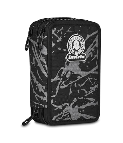 invicta-astuccio-scuola-3-zip-fantasy-nero-con-penne-e-matite-incluse-triplo-sco image 8