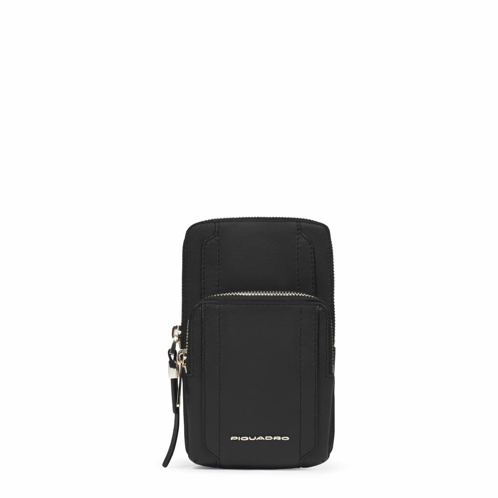 piquadro-porta-telefono-da-collo-in-pelle-nero-donna image 1