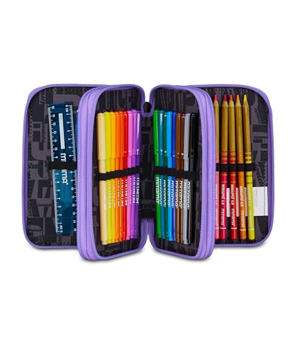 invicta-astuccio-scuola-3-zip-fantasy-lilla-portapenne-triplo-scomparto-con-acce image 8