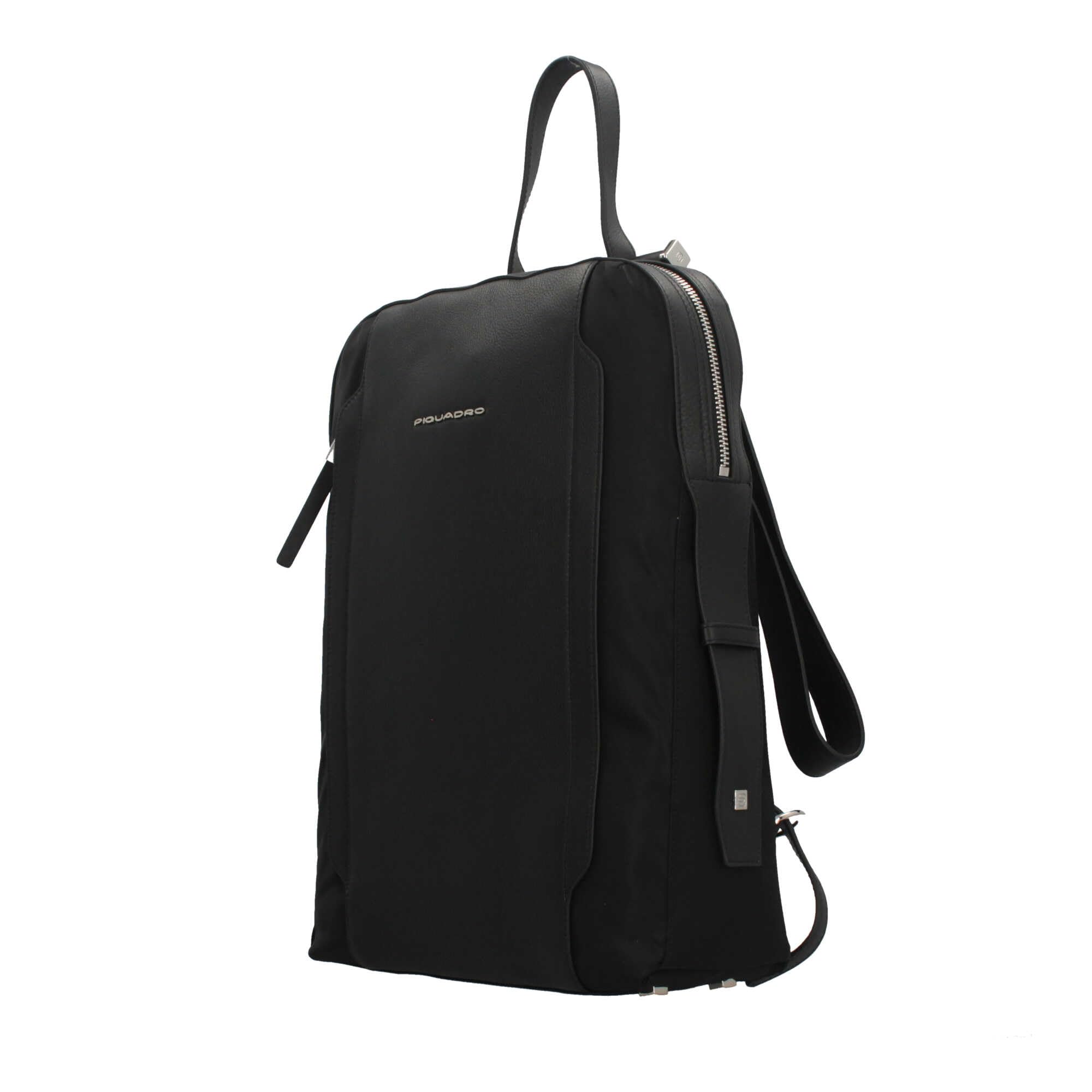 zaino-piquadro-donna-in-pelle-e-tessuto-per-laptop-14-nero image 2