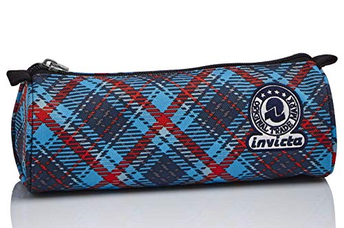 invicta-bustina-portapenne-tartan-blu-zip-con-patch-rifrangente image 2