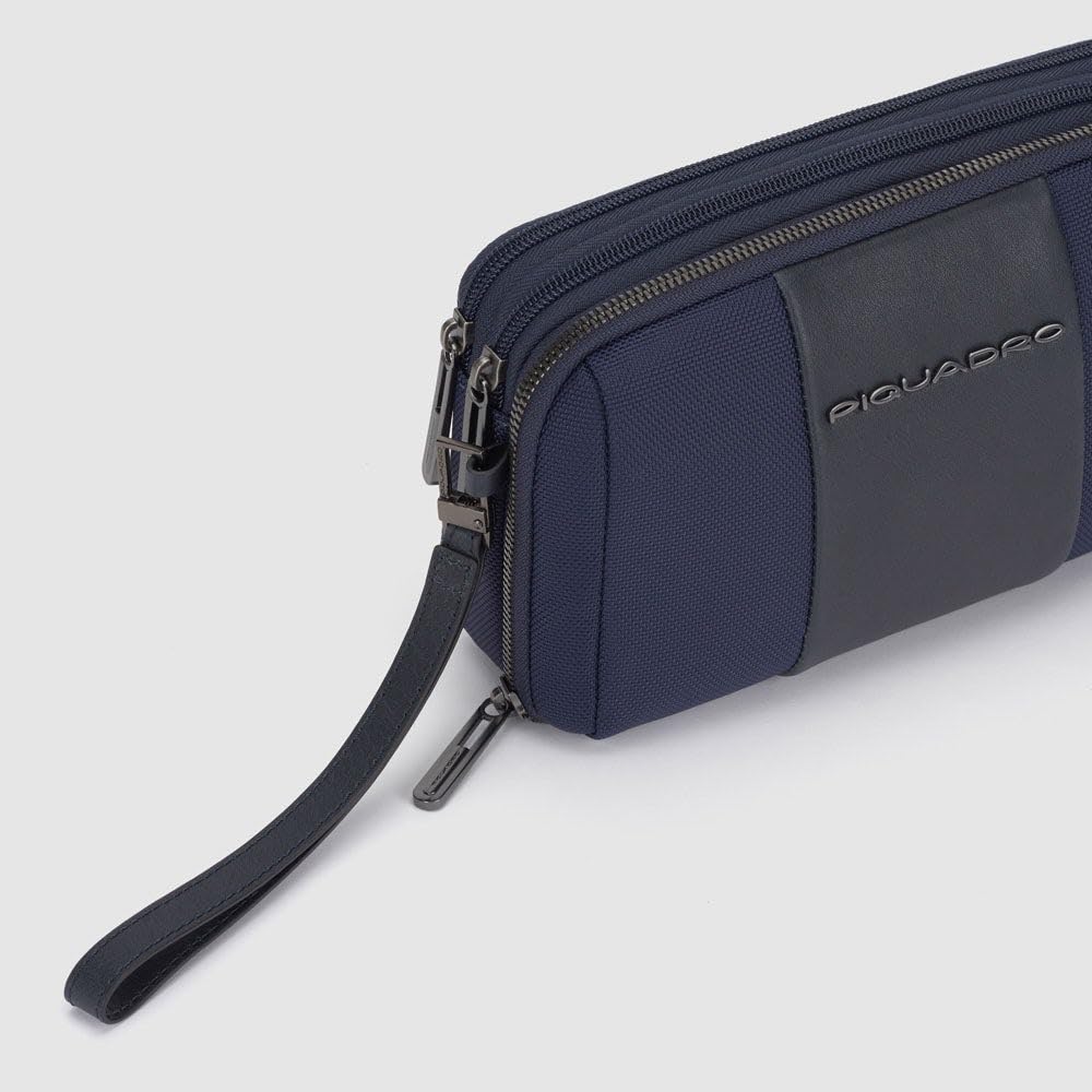 piquadro-pochette-3-scomparti-portacarte-blu-tessuto-riciclato image 5