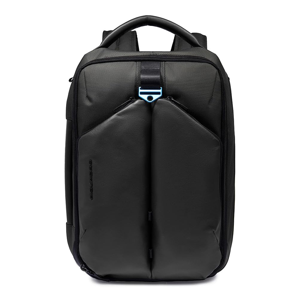 piquadro-zaino-porta-pc-15-6-in-pelle-e-tessuto-tecnico-uomo-nero image 1