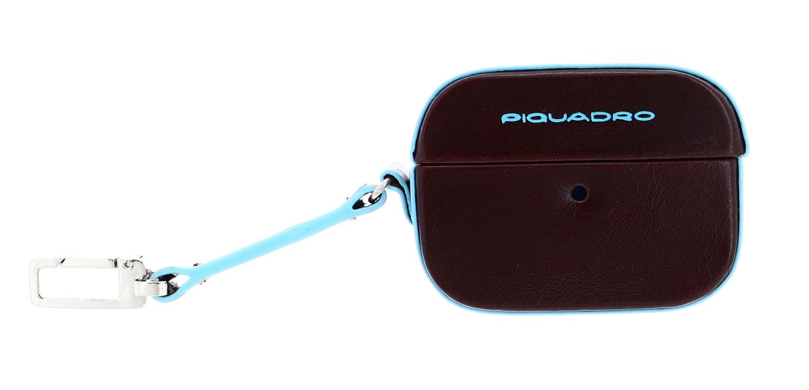 piquadro-blue-square-custodia-per-auricolari-in-pelle-mogano-con-moschettone image 1