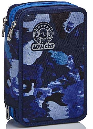 invicta-astuccio-attrezzato-3-zip-camo-shade-blu-completo-di-cancelleria-per-scu image 4