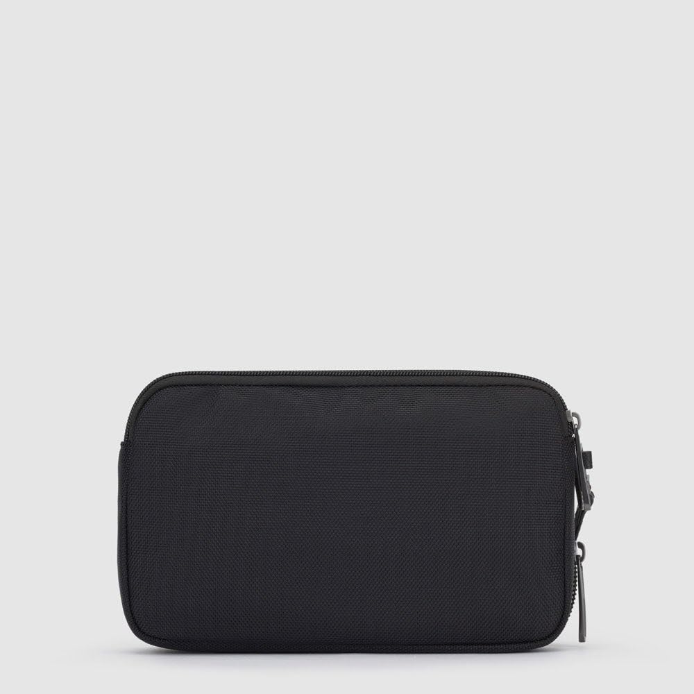 piquadro-pochette-3-scomparti-portacarte-uomo-in-tessuto-riciclato-e-pelle-nero image 4