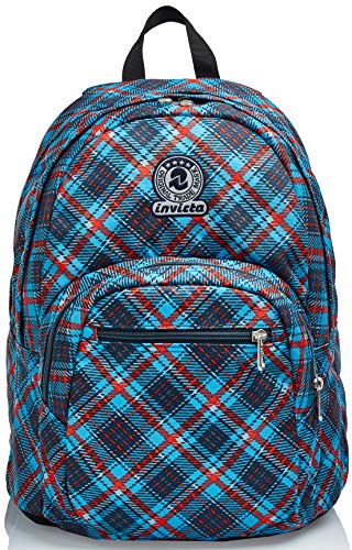 invicta-zaino-scuola-tartan-blu-31-l-doppio-scomparto-con-organizer-unisex image 5