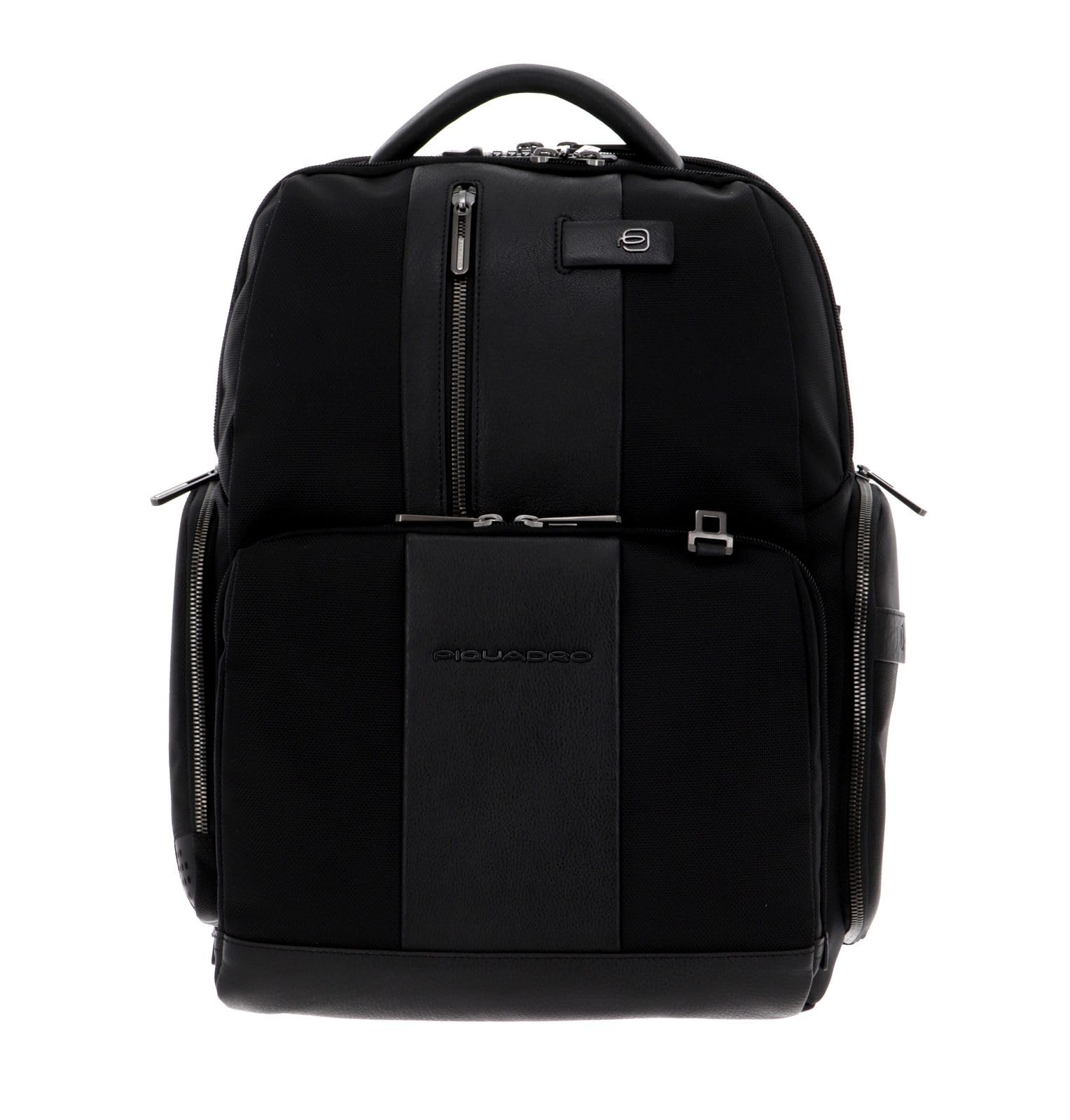 piquadro-fast-check-zaino-porta-pc-15-6-in-pelle-e-tessuto-apertura-a-libro-uomo image 1