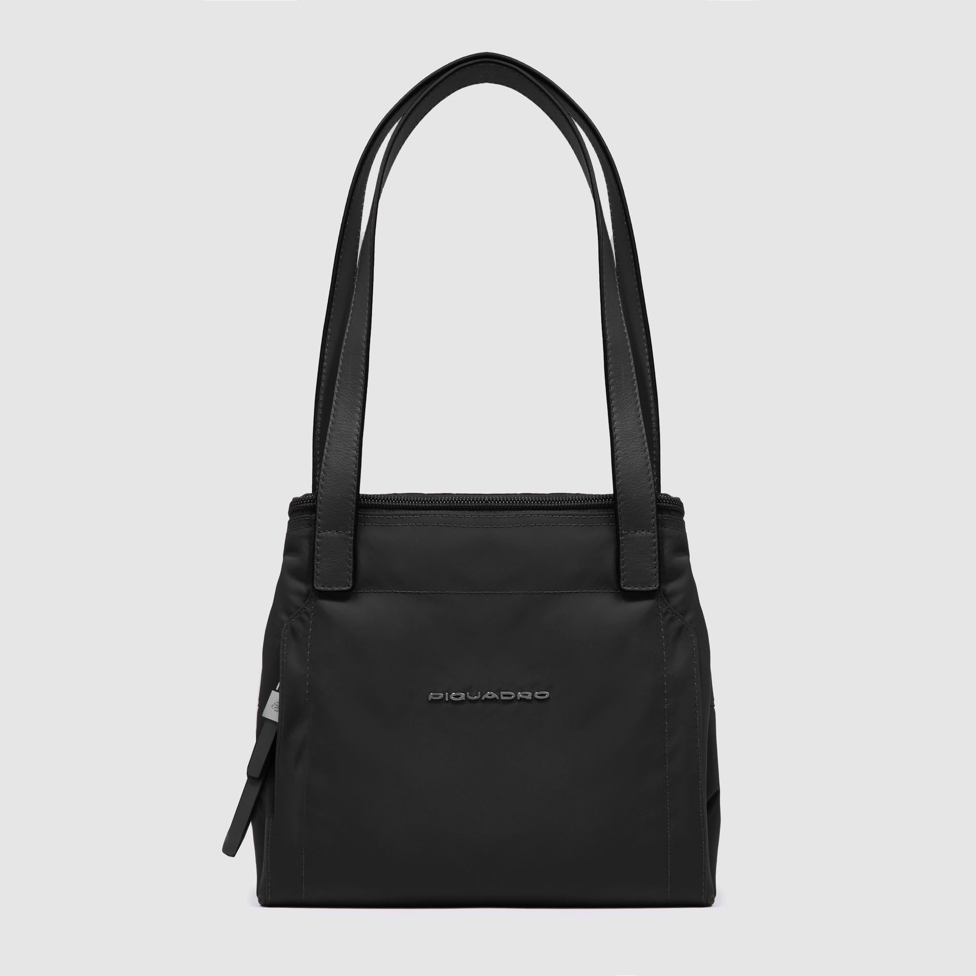 piquadro-borsa-pieghevole-porta-pc-15-6-in-pelle-e-tessuto-riciclato-donna-con-t image 5