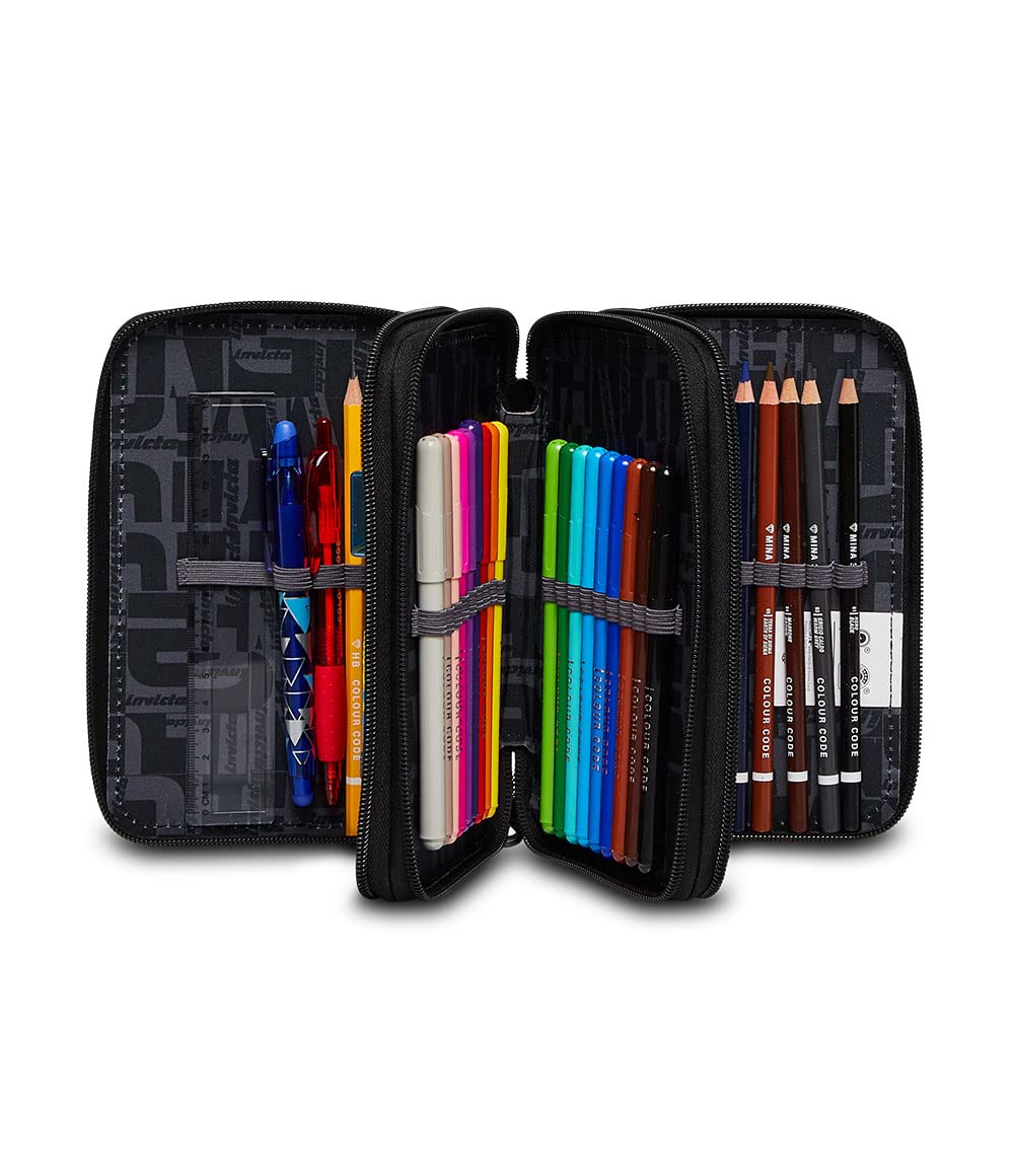 invicta-astuccio-scuola-3-zip-fantasy-viola-completo-di-44-pezzi-per-bambine-e-r image 2