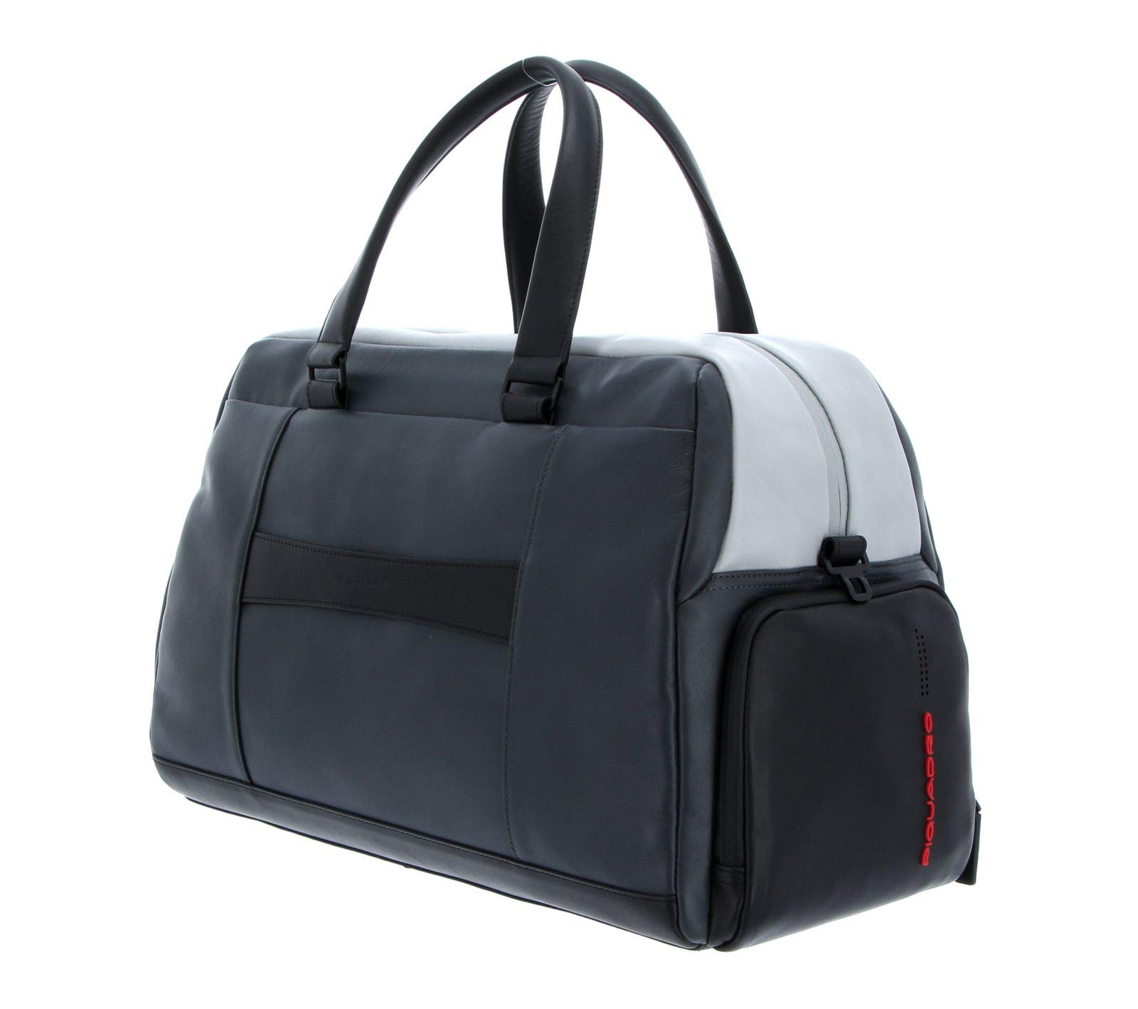 piquadro-urban-borsone-da-viaggio-in-pelle-unisex-grigio-e-nero-con-aggancio-tro image 4