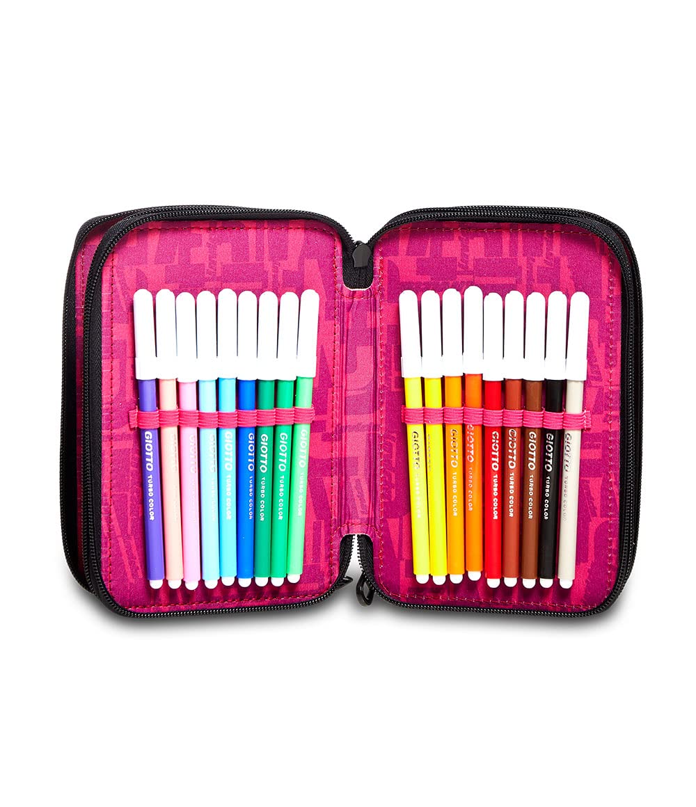 invicta-astuccio-scuola-3-zip-rosa-con-fantasia-roses-e-materiale-incluso image 3