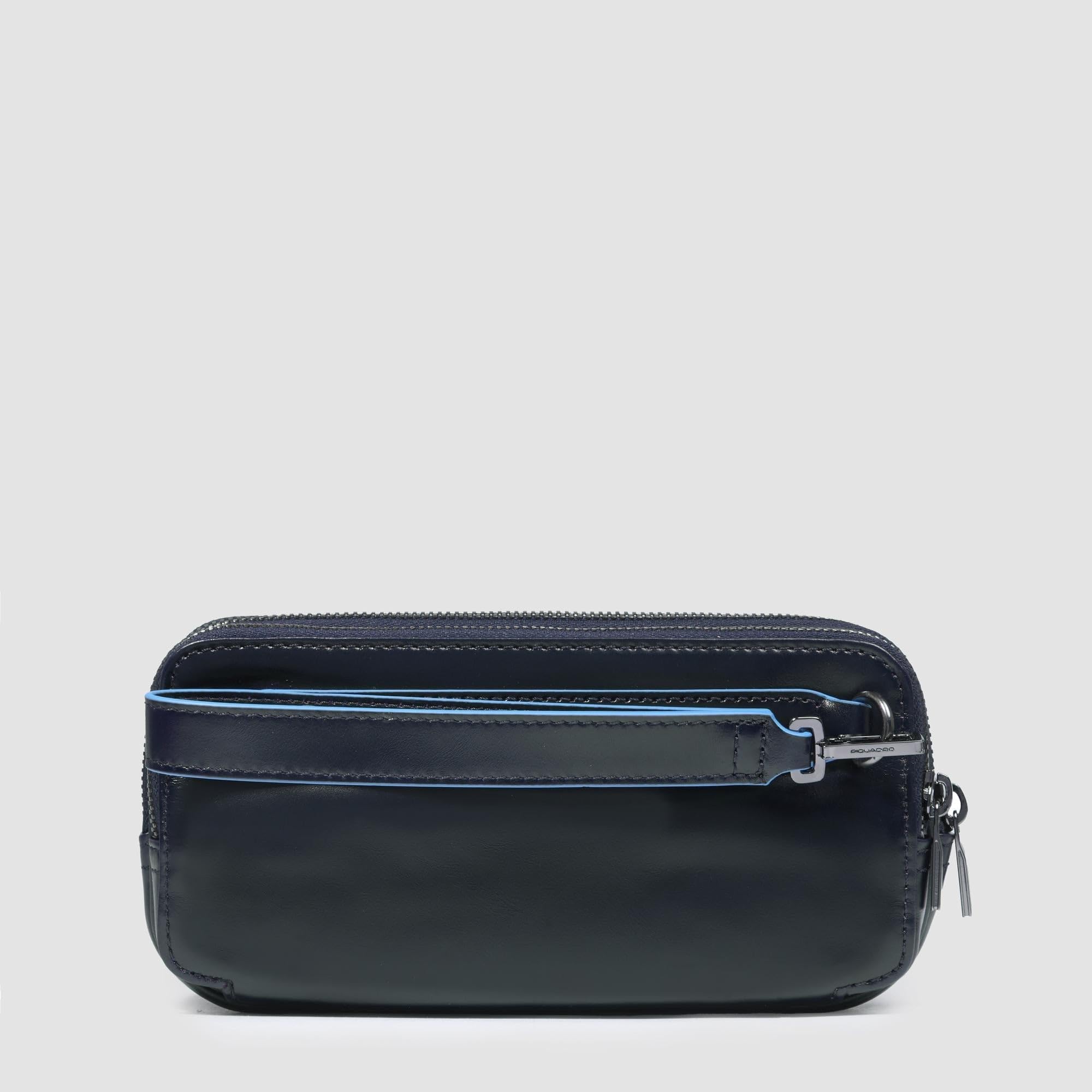 piquadro-pochette-3-scomparti-in-pelle-blu-notte-con-manico-rimovibile image 3