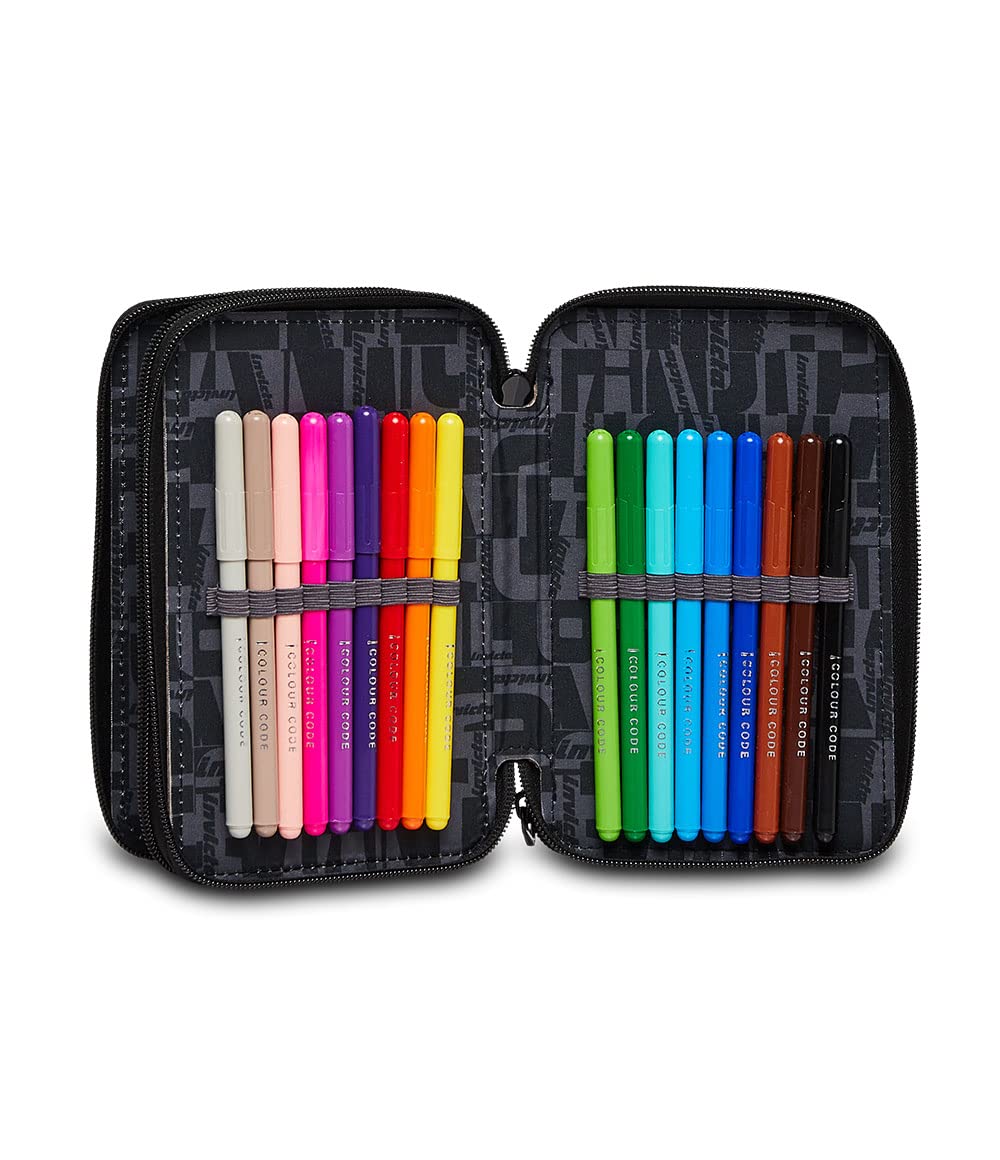 invicta-astuccio-scuola-3-zip-fantasy-viola-completo-di-44-pezzi-per-bambine-e-r image 3