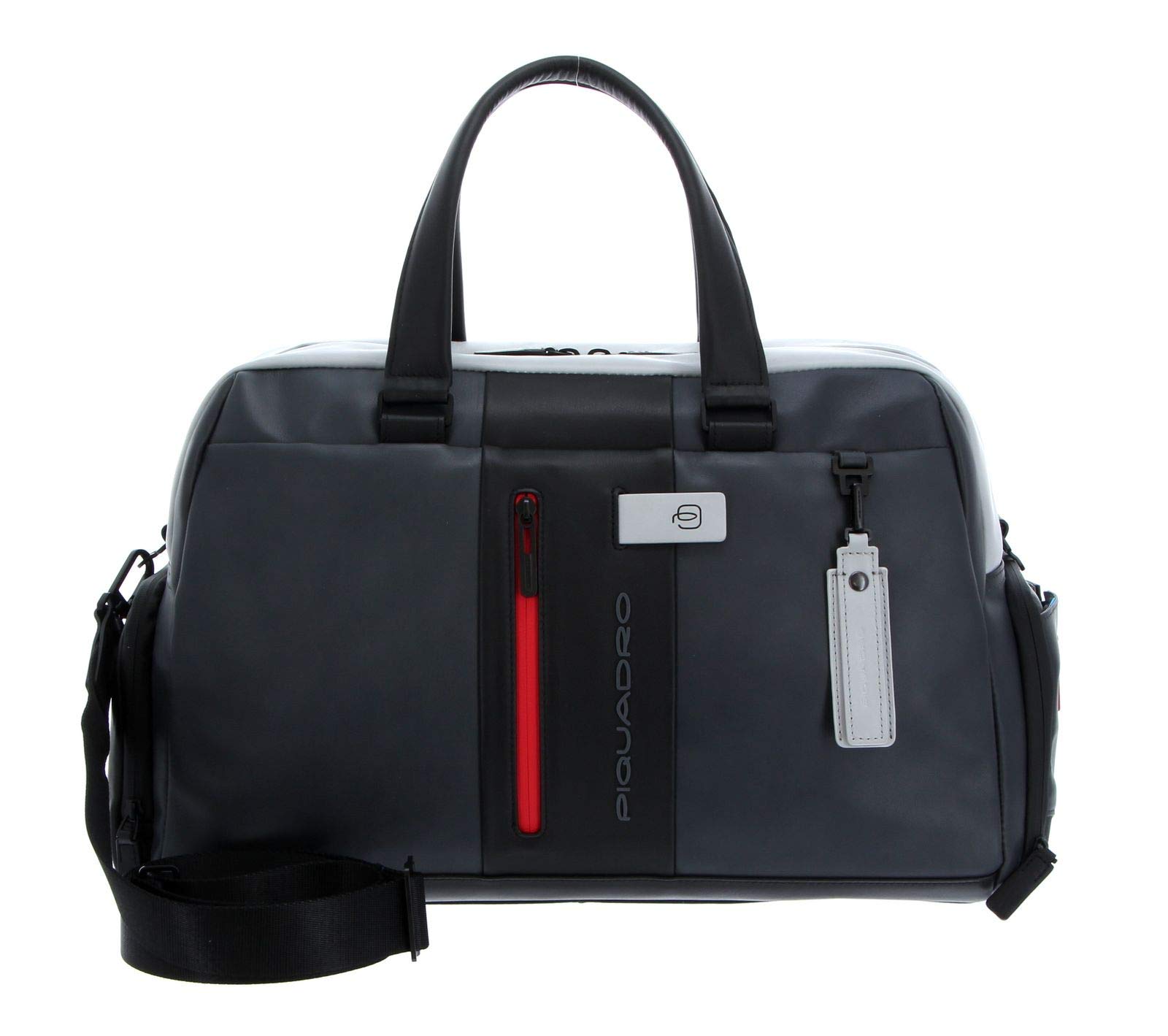piquadro-urban-borsone-da-viaggio-in-pelle-unisex-grigio-e-nero-con-aggancio-tro image 1