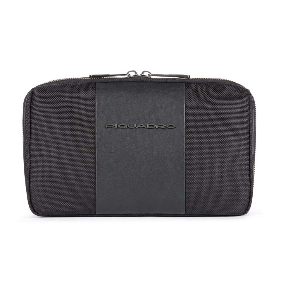 piquadro-astuccio-portacavi-in-tessuto-riciclato-e-pelle-organizer-da-viaggio-un image 1