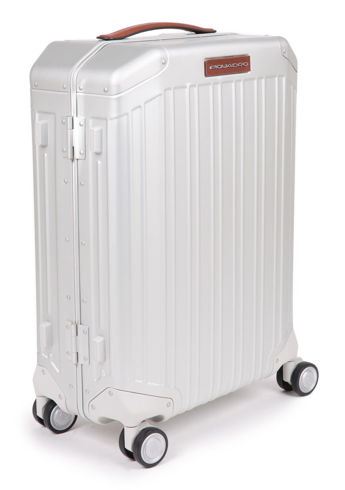 piquadro-valigia-cabina-slim-4-ruote-alluminio-e-pelle-grigio image 3