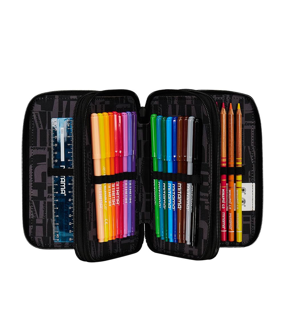 invicta-astuccio-scuola-3-zip-fantasy-nero image 2