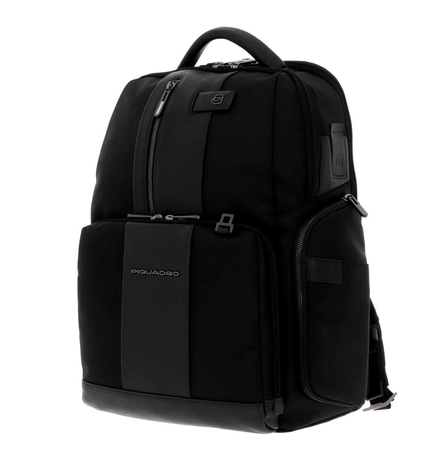 piquadro-fast-check-zaino-porta-pc-15-6-in-pelle-e-tessuto-apertura-a-libro-uomo image 2