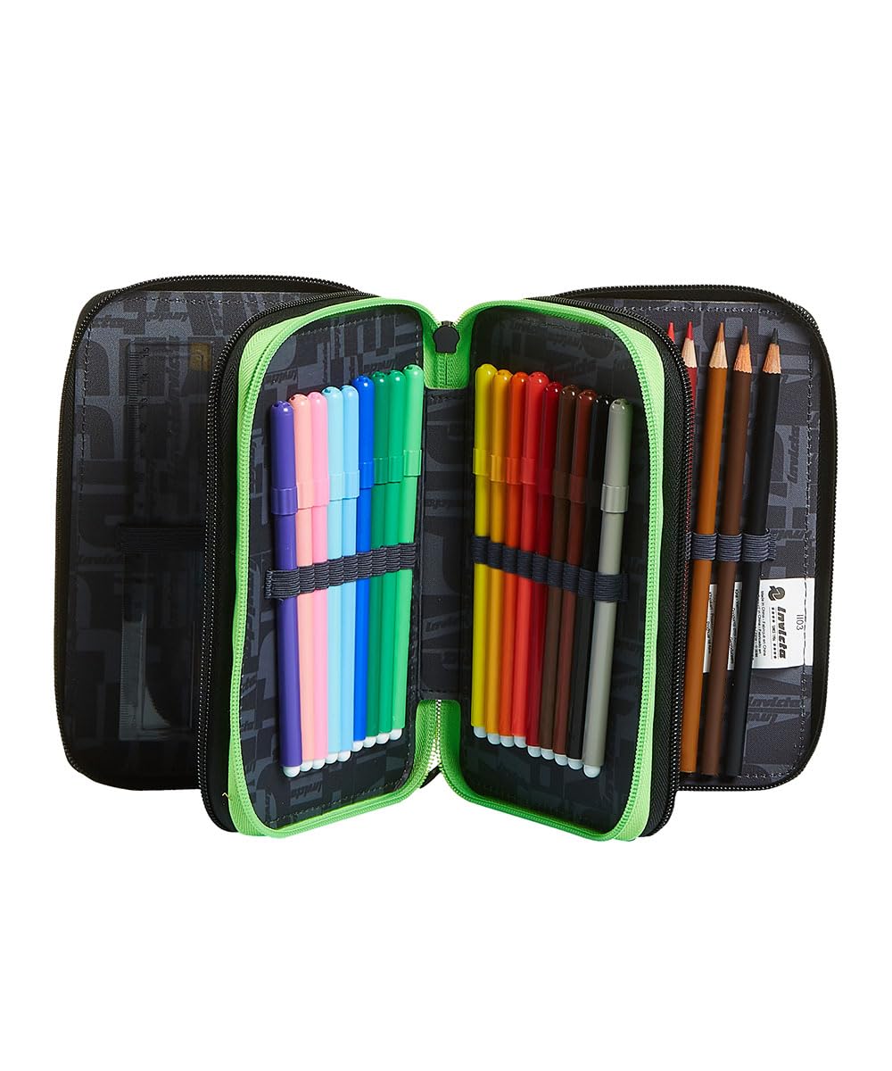 invicta-astuccio-3-zip-kupang-nero-verde-triplo-scomparto-37-pezzi image 2