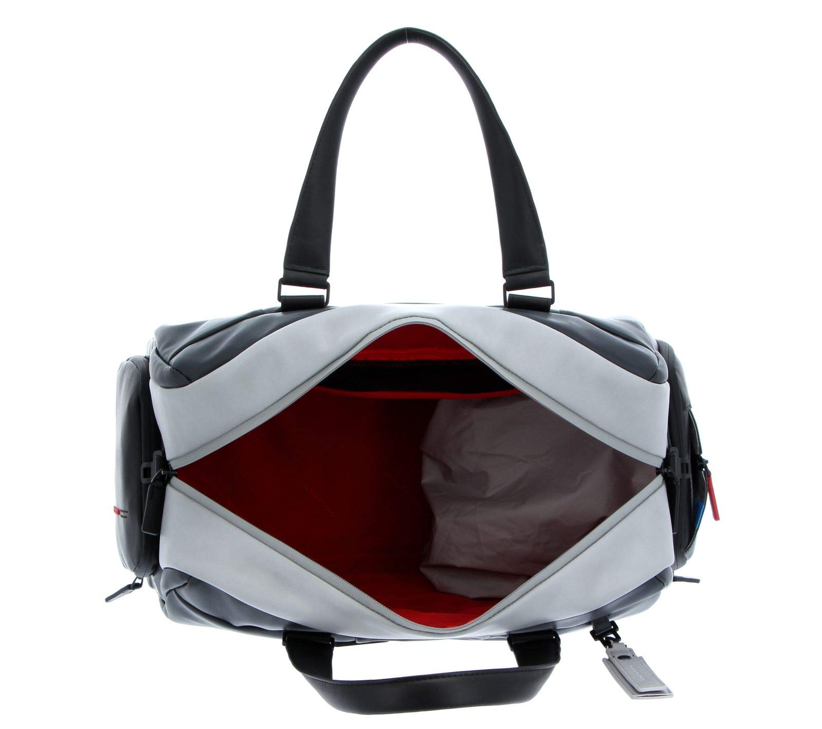 piquadro-urban-borsone-da-viaggio-in-pelle-unisex-grigio-e-nero-con-aggancio-tro image 5