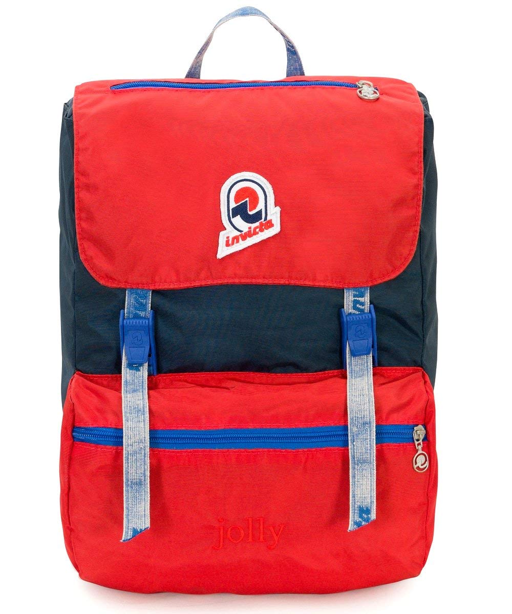 invicta-zaino-jolly-vintage-rosso-blu-con-tasca-pc-13-18-litri image 1
