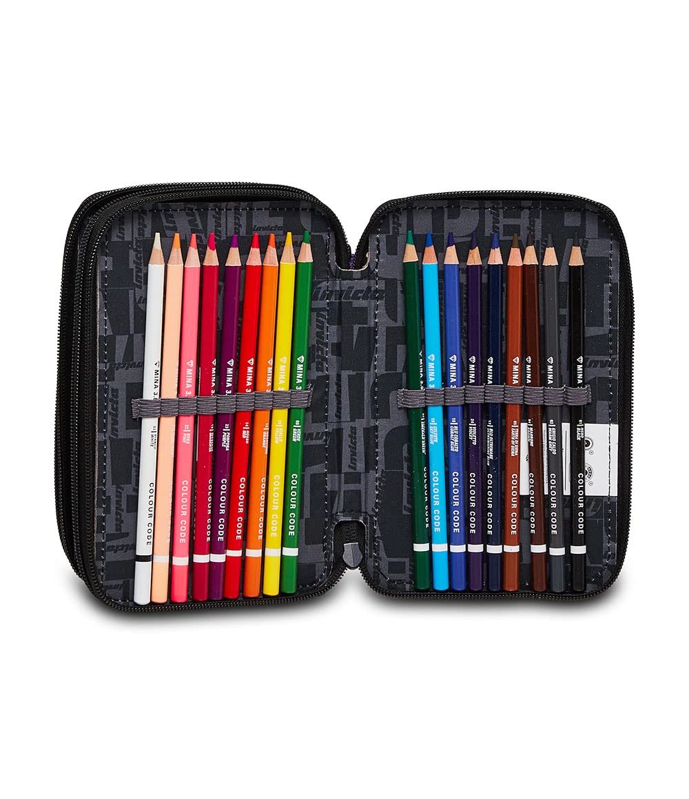 invicta-astuccio-scuola-3-zip-fantasy-viola-completo-di-44-pezzi-per-bambine-e-r image 4