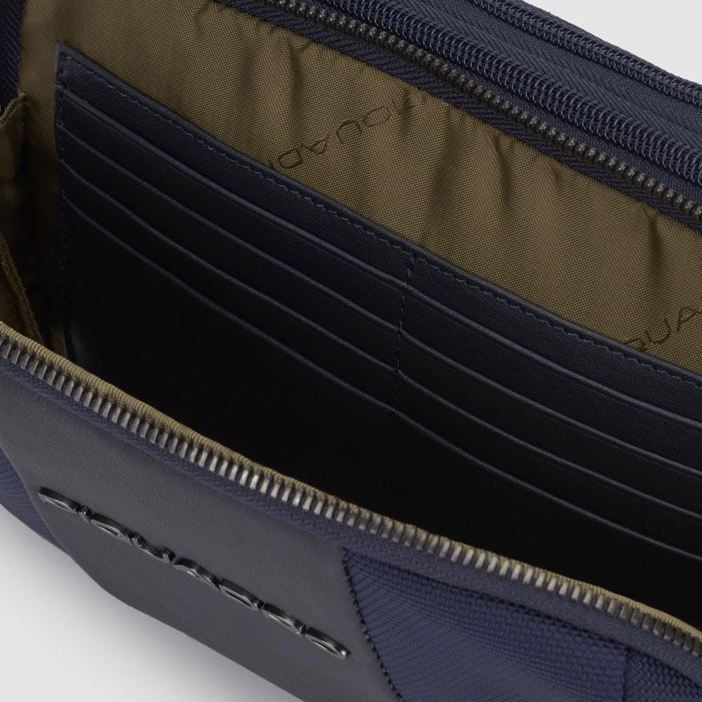 piquadro-pochette-3-scomparti-portacarte-blu-tessuto-riciclato image 6