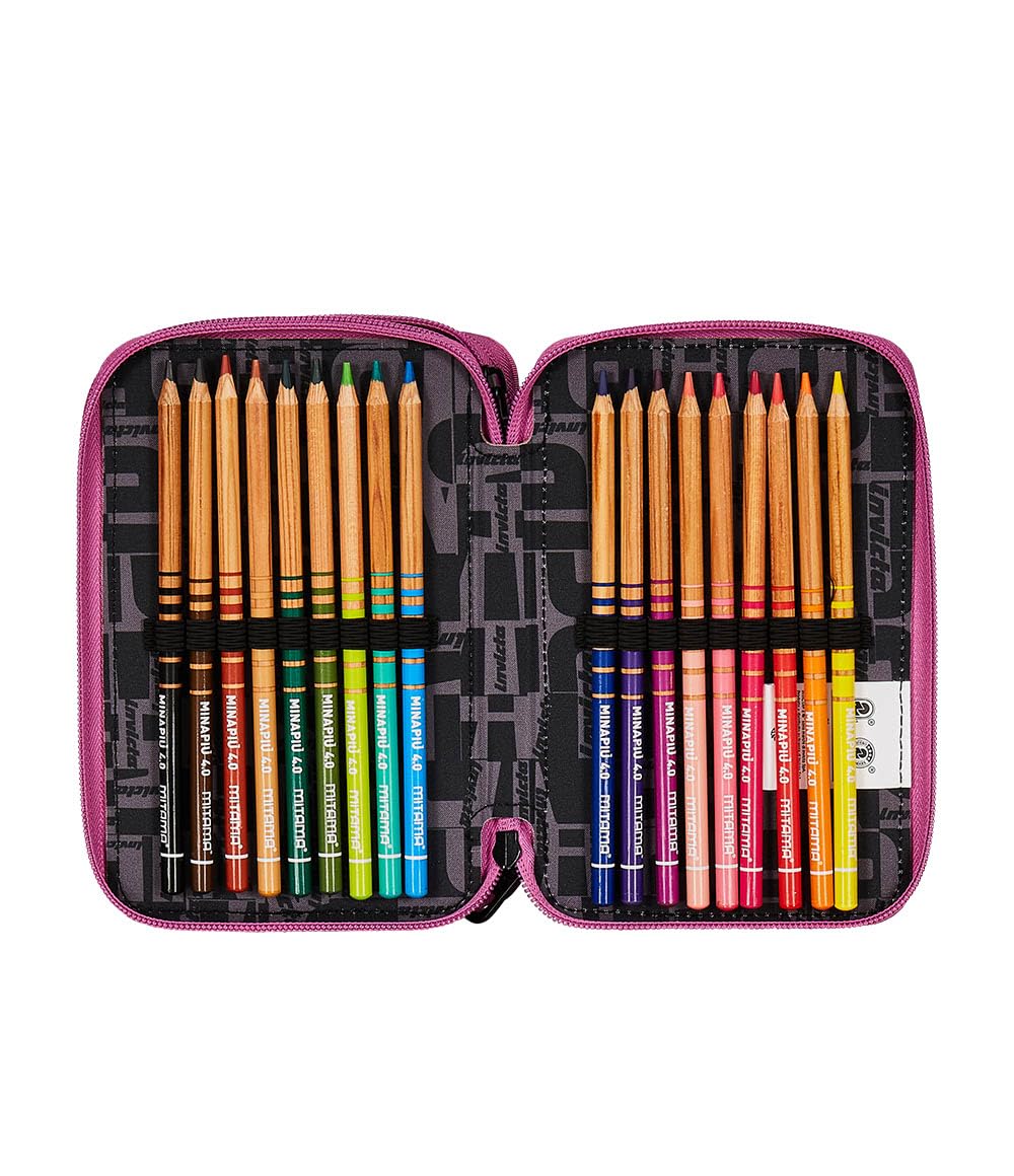 invicta-astuccio-scuola-3-zip-fantasy-rosa-e-nero image 4