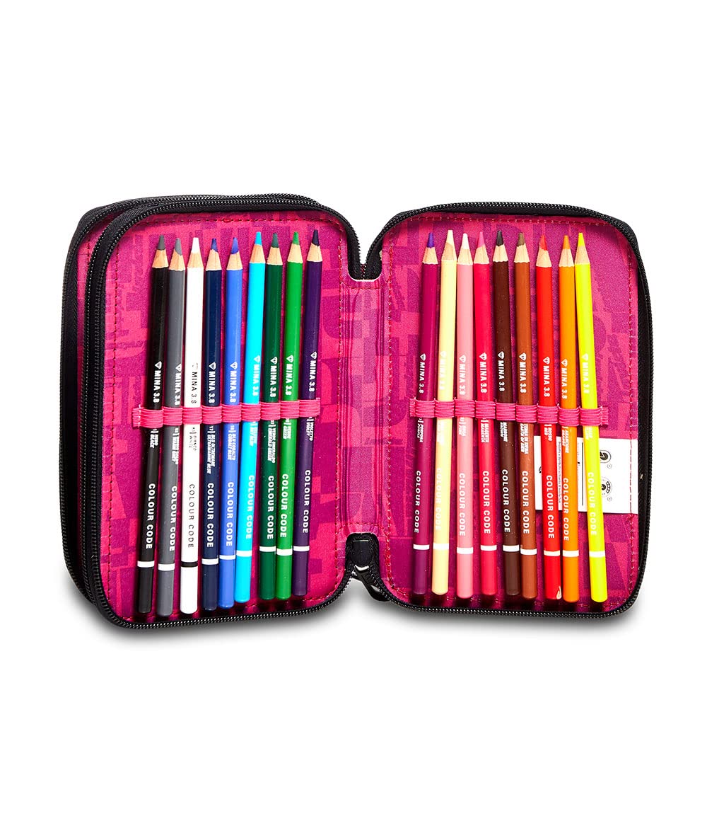 invicta-astuccio-scuola-3-zip-rosa-con-fantasia-roses-e-materiale-incluso image 4
