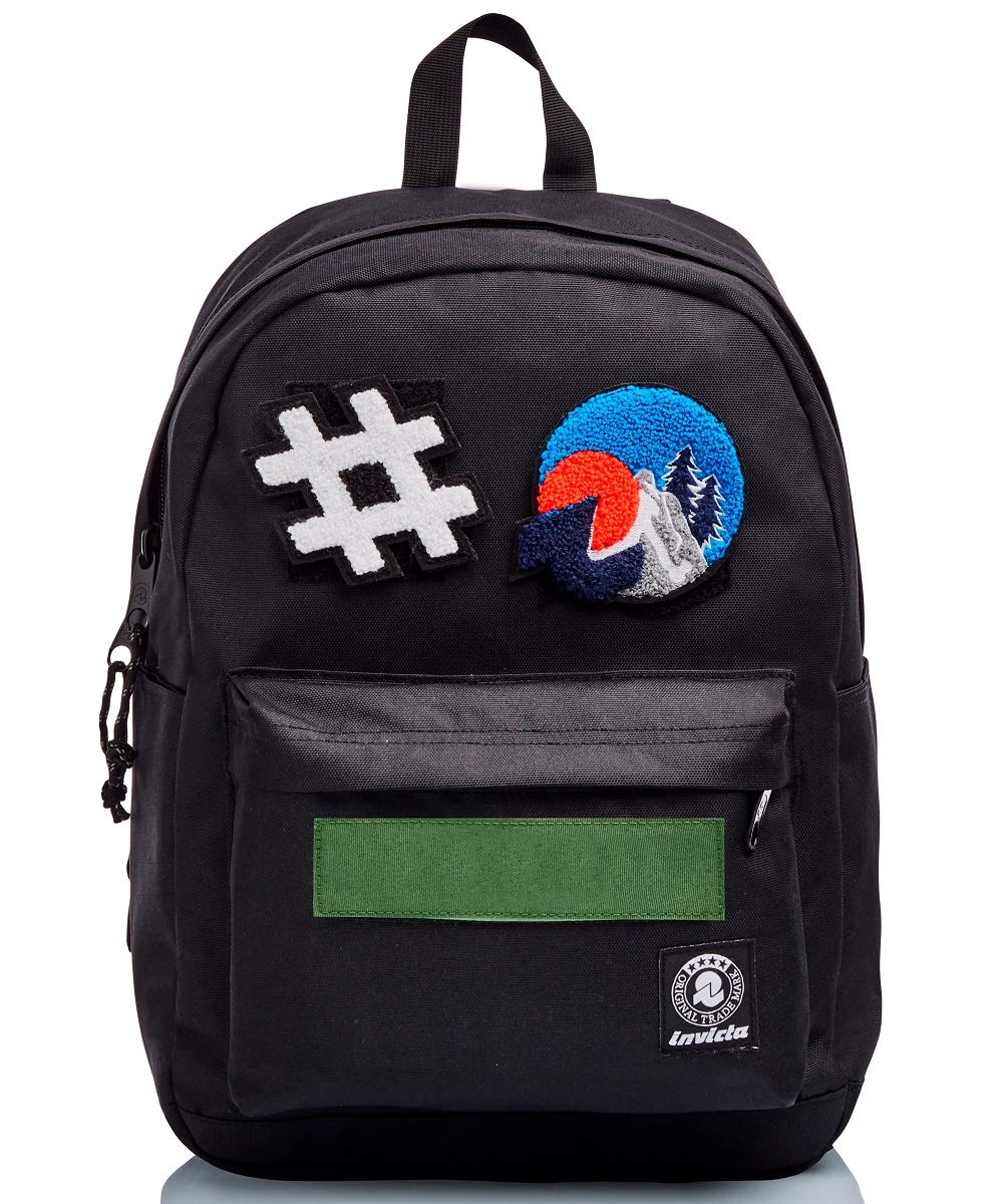 invicta-zaino-carlson-patch-time-nero-monoscomparto-con-tasca-porta-laptop-27l-p image 6