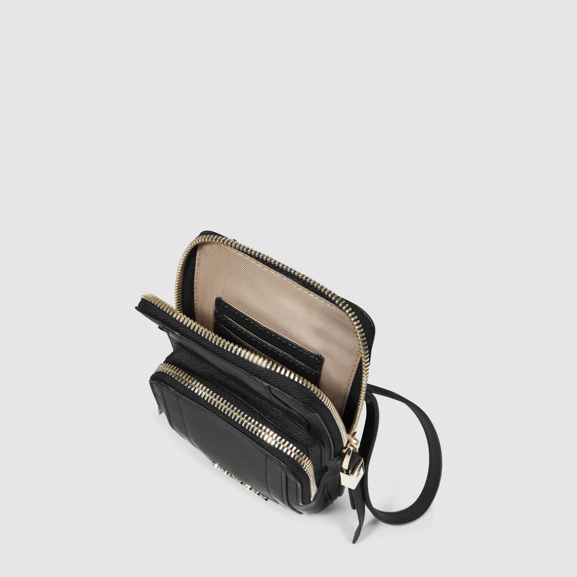 piquadro-porta-telefono-da-collo-in-pelle-nero-donna image 4