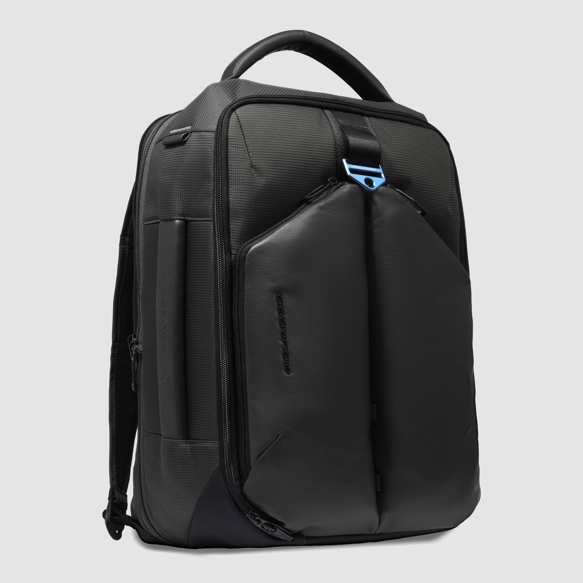piquadro-zaino-porta-pc-15-6-in-pelle-e-tessuto-tecnico-uomo-nero image 2